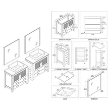 Load image into Gallery viewer, Blossom 001 84S1 01 V M Sydney 84 Inch Vanity with Ceramic Double Vessel Sinks &amp; Mirrors - White