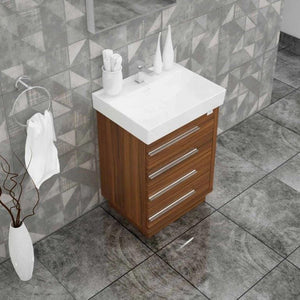 Casa Mare Domenico 32" Matte Walnut Bathroom Vanity and Ceramic Sink Combo - DOMENICO80MW-32-MSC