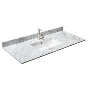 Wyndham Collection WCV252548SWGCMUNSMED Daria 48 Inch Single Bathroom Vanity in White, White Carrara Marble Countertop, Undermount Square Sink, Medicine Cabinet, Brushed Gold Trim