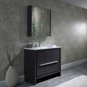 Blossom 014 36 16 C MC Milan 36 Inch Vanity with Ceramic Sink & Mirrored Medicine Cabinet - Silver Grey