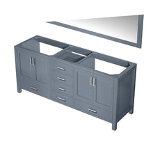 Load image into Gallery viewer, Lexora LJ342272DB00M70 Jacques 72&quot; Dark Grey Double Vanity, no Top and 70&quot; Mirror