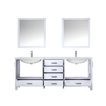 Load image into Gallery viewer, Lexora LJ342280DADSM30F Jacques 80&quot; White Double Vanity, White Carrara Marble Top, White Square Sinks and 30&quot; Mirrors w/ Faucets