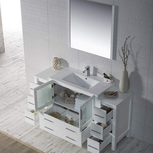 Blossom 001 60S2 01 C M Sydney 60 Inch Vanity with Ceramic Sink & Mirror - White