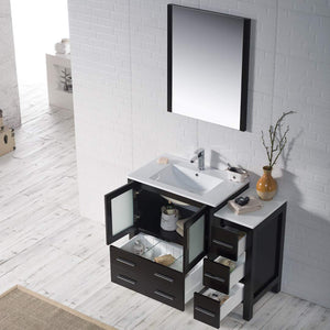 Blossom 001 42S 02 C M Sydney 42 Inch Vanity with Ceramic Sink & Mirror & Side Cabinet - Espresso