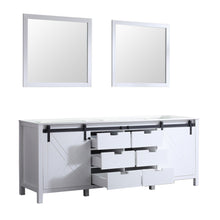 Load image into Gallery viewer, Lexora LM342284DA00M34 Marsyas 84&quot; White Double Vanity, no Top and 34&quot; Mirrors