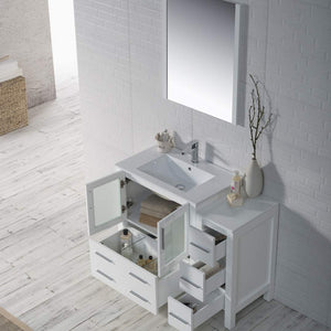 Blossom 001 42S 01 C Sydney 42 Inch Vanity with Ceramic Sink & Side Cabinet - White