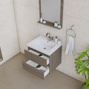 Alya Bath AB-MOF24-G Paterno 24 inch Modern Wall Mounted Bathroom Vanity, Gray