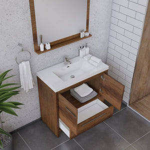 Alya Bath AB-MD636-RW Sortino 36 inch Modern Bathroom Vanity, Rosewood