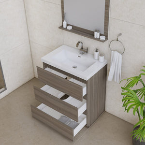 Alya Bath AB-MOA30-G Paterno 30 inch Modern Freestanding Bathroom Vanity, Gray