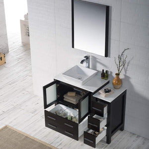 Blossom 001 42S 02 V Sydney 42 Inch Vanity with Ceramic Vessel Sink & Side Cabinet - Espresso