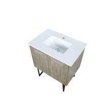 Load image into Gallery viewer, Lexora LLC30SKSOS000 Lancy 30&quot; Rustic Acacia Bathroom Vanity, White Quartz Top, and White Square Sink
