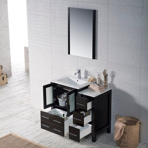 Blossom 001 36S 02 C Sydney 36 Inch Vanity with Ceramic Sink & Side Cabinet - Espresso