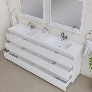 Alya Bath AB-MOA84D-W Paterno 84 inch Modern Freestanding Bathroom Vanity, White