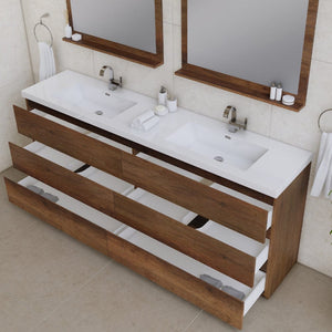 Alya Bath AB-MOA84D-RW Paterno 84 inch Modern Freestanding Bathroom Vanity, Rosewood