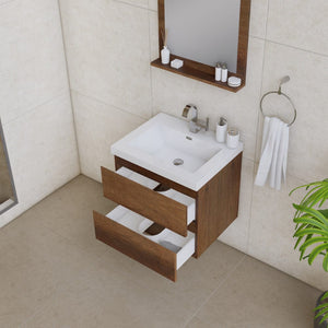 Alya Bath AB-MOF24-RW Paterno 24 inch Modern Wall Mounted Bathroom Vanity, Rosewood