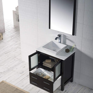 Blossom 001 30 02 V M Sydney 30 Inch Vanity with Ceramic Vessel Sink & Mirror - Espresso