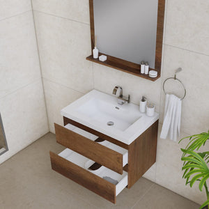 Alya Bath AB-MOF30-RW Paterno 30 inch Modern Wall Mounted Bathroom Vanity, Rosewood