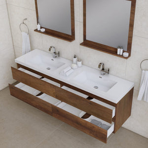 Alya Bath AB-MOF72D-RW Paterno 72 inch Modern Wall Mounted Bathroom Vanity, Rosewood