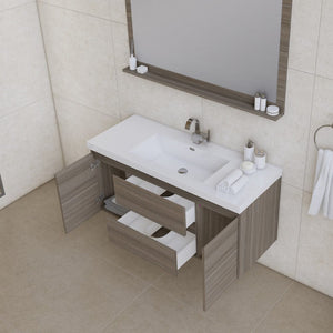 Alya Bath AB-MOF48-G Paterno 48 inch Modern Wall Mounted Bathroom Vanity, Gray
