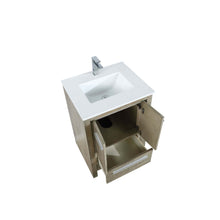 Load image into Gallery viewer, Lexora LLF24SKSOS000FGM Lafarre 24&quot; Rustic Acacia Bathroom Vanity, White Quartz Top, White Square Sink, and Balzani Gun Metal Faucet Set