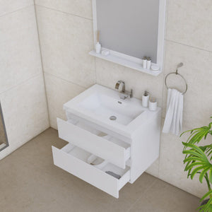 Alya Bath AB-MOF30-W Paterno 30 inch Modern Wall Mounted Bathroom Vanity, White