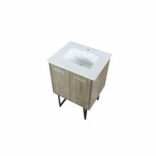 Load image into Gallery viewer, Lexora LLC24SKSOS000 Lancy 24&quot; Rustic Acacia Bathroom Vanity, White Quartz Top, and White Square Sink