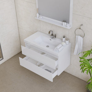 Alya Bath AB-MOF36-W Paterno 36 inch Modern Wall Mounted Bathroom Vanity, White