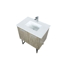 Load image into Gallery viewer, Lexora LLC30SKSOS000FCH Lancy 30&quot; Rustic Acacia Bathroom Vanity, White Quartz Top, White Square Sink, and Monte Chrome Faucet Set