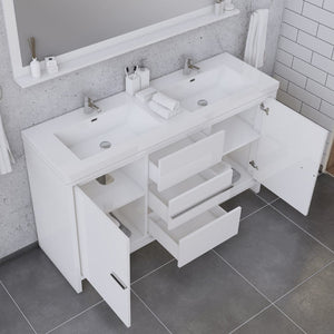 Alya Bath AB-MD660D-W Sortino 60 Double inch Modern Bathroom Vanity, White