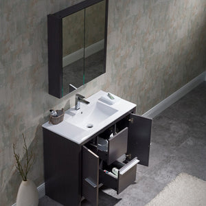 Blossom 014 36 16 C MC Milan 36 Inch Vanity with Ceramic Sink & Mirrored Medicine Cabinet - Silver Grey