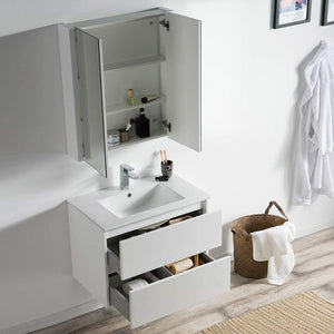 Blossom 016 30 01 C MC Valencia 30 Inch Vanity with Ceramic Sink & Medicine Cabinet - White