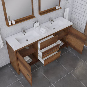 Alya Bath AB-MD672-RW Sortino 72 inch Modern Bathroom Vanity, Rosewood