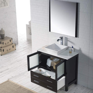 Blossom 001 36 02 V M Sydney 36 Inch Vanity with Ceramic Vessel Sink & Mirror - Espresso