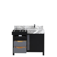 Load image into Gallery viewer, Lexora LZ342242SLISFMC Zilara 42&quot; Black and Grey Vanity, Castle Grey Marble Top, White Square Sink, and Monte Chrome Faucet