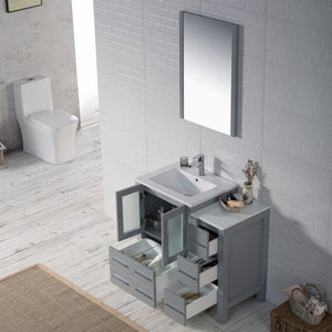 Blossom 001 36S 15 C Sydney 36 Inch Vanity with Ceramic Sink & Side Cabinet - Metal Grey