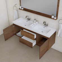 Load image into Gallery viewer, Alya Bath AB-MOF60D-RW Paterno 60 inch Double Modern Wall Mounted Bathroom Vanity, Rosewood