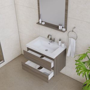 Alya Bath AB-MOF30-G Paterno 30 inch Modern Wall Mounted Bathroom Vanity, Gray