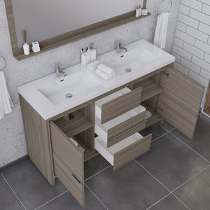 Alya Bath AB-MD660D-G Sortino 60 Double inch Modern Bathroom Vanity, Gray