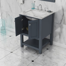 Load image into Gallery viewer, Alya Bath HE-102-24-G-CWMT Wilmington 24 inch Vanity Gray with Carrera Marble Top