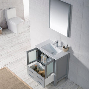 Blossom 001 30 15 C M Sydney 30 Inch Vanity with Ceramic Sink & Mirror - Metal Grey