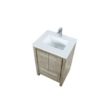 Load image into Gallery viewer, Lexora LLF24SKSOS000FGM Lafarre 24&quot; Rustic Acacia Bathroom Vanity, White Quartz Top, White Square Sink, and Balzani Gun Metal Faucet Set