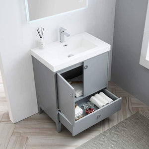 Blossom 023 30 15 A Lyon 30 Inch Vanity with Acrylic Sink - Metal Gray