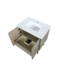 Load image into Gallery viewer, Lexora LLC30SKSOS000 Lancy 30&quot; Rustic Acacia Bathroom Vanity, White Quartz Top, and White Square Sink
