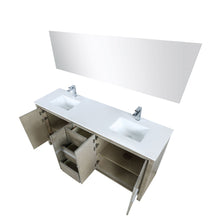 Load image into Gallery viewer, Lexora LLF72DKSODM70FCH Lafarre 72&quot; Rustic Acacia Double Bathroom Vanity, White Quartz Top, White Square Sinks, Monte Chrome Faucet Set, and 70&quot; Frameless Mirror