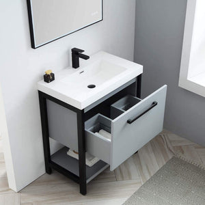 Blossom 022 30 15 A Riga 30 Inch Vanity with Acrylic Sink - Metal Gray