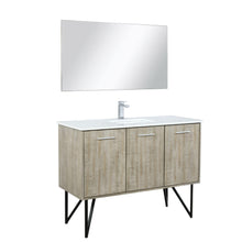 Load image into Gallery viewer, Lexora LLC48SKSOSM43FCH Lancy 48&quot; Rustic Acacia Bathroom Vanity, White Quartz Top, White Square Sink, Monte Chrome Faucet Set, and 43&quot; Frameless Mirror