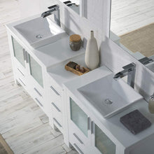 Load image into Gallery viewer, Blossom 001 84S1 01 V M Sydney 84 Inch Vanity with Ceramic Double Vessel Sinks &amp; Mirrors - White