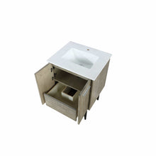 Load image into Gallery viewer, Lexora LLC24SKSOS000 Lancy 24&quot; Rustic Acacia Bathroom Vanity, White Quartz Top, and White Square Sink