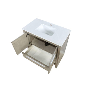 Lexora LLF36SKSOS000 Lafarre 36" Rustic Acacia Bathroom Vanity, White Quartz Top, and White Square Sink