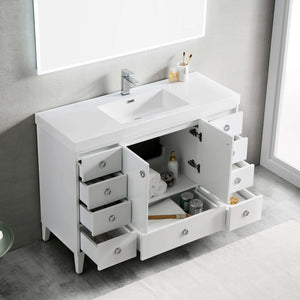 Blossom 023 48 01S A Lyon 48 Inch Vanity with Acrylic Single Sink - White